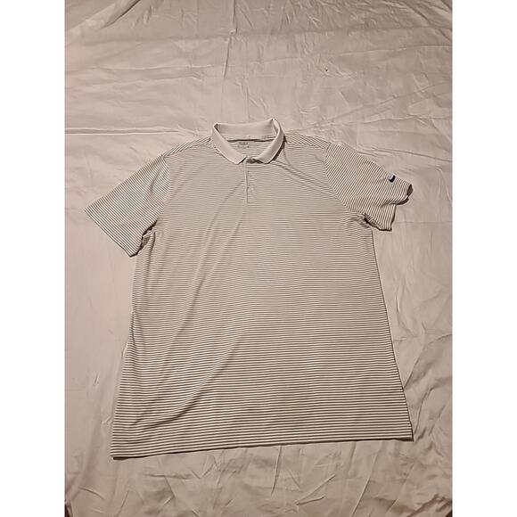 NIKE GOLF DRI FIT TOUR PERFORMANCE POLO SHIRT Sz Mens XL Gray w White Stripe - Picture 1 of 9